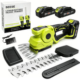 SEESE Cordless 2-in-1 Grass Shear & Shrub Trimmer, Handheld Electric Hedge Trimmer, 2*21V Batteries,Lightweight for Lawn Hedge Garden Yard Maintenance fathersdaygift