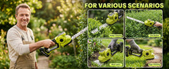 SEESE Cordless 2-in-1 Grass Shear & Shrub Trimmer, Handheld Electric Hedge Trimmer, 2*21V Batteries,Lightweight for Lawn Hedge Garden Yard Maintenance fathersdaygift