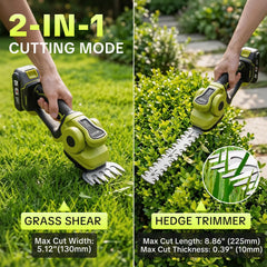 SEESE Cordless 2-in-1 Grass Shear & Shrub Trimmer, Handheld Electric Hedge Trimmer, 2*21V Batteries,Lightweight for Lawn Hedge Garden Yard Maintenance fathersdaygift