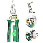 SEESE 8-in-1 Wire Stripper for Electrician: Needle Nose Pliers with Voltage Tester & Dual Alarms - Electrical Pliers for Cutting Wires, Pulling Wires and Crimp Wires