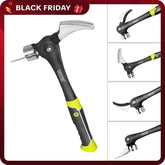 SEESE 16oz Claw Hammer with Magnetic Nail Starter,Indexing Rip Claw,Forged Steel Head,Shock-Absorbing TPR Grip,Heavy Duty Framing & DIY Tool Gift for Thanksgiving,Christmas,New Year