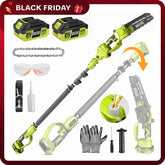 SEESE 2-in-1 Brushless Mini Chainsaw, 8 Electric Telescopic Pruner with 2×21V Batteries, 60° Adjustable Head and Shoulder Strap, Max Reach 15ft
