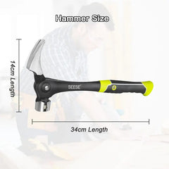 SEESE 16oz Claw Hammer with Magnetic Nail Starter,Indexing Rip Claw,Forged Steel Head,Shock-Absorbing TPR Grip,Heavy Duty Framing & DIY Tool Gift for Thanksgiving,Christmas,New Year