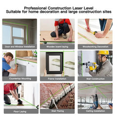 SEESE 12-Line Green Laser Level 3x360° Self-Leveling, Remote Control, Dual Batteries, Full Accessories for Tile, Cabinet & Home Improvement ,Gift for Thanksgiving,Christmas,New Year