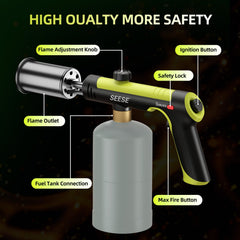 SEESE Powerful Propane Torch,Kitchen Cooking Torch With One-Touch Max Fire, Charcoal Lighter with a Safety Lock, Adjustable Blow Torch for Sous Vide, BBQ, Campfire, Fireplace(Tank Not Included)