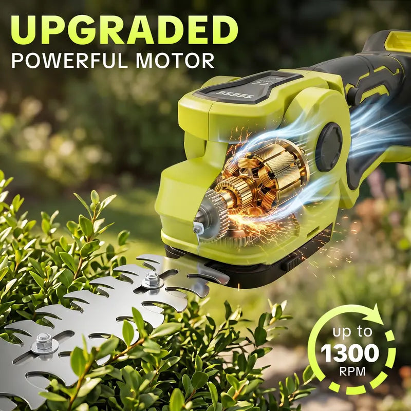 SEESE Cordless 2-in-1 Grass Shear & Shrub Trimmer, Handheld Electric Hedge Trimmer, 2*21V Batteries,Lightweight for Lawn Hedge Garden Yard Maintenance fathersdaygift