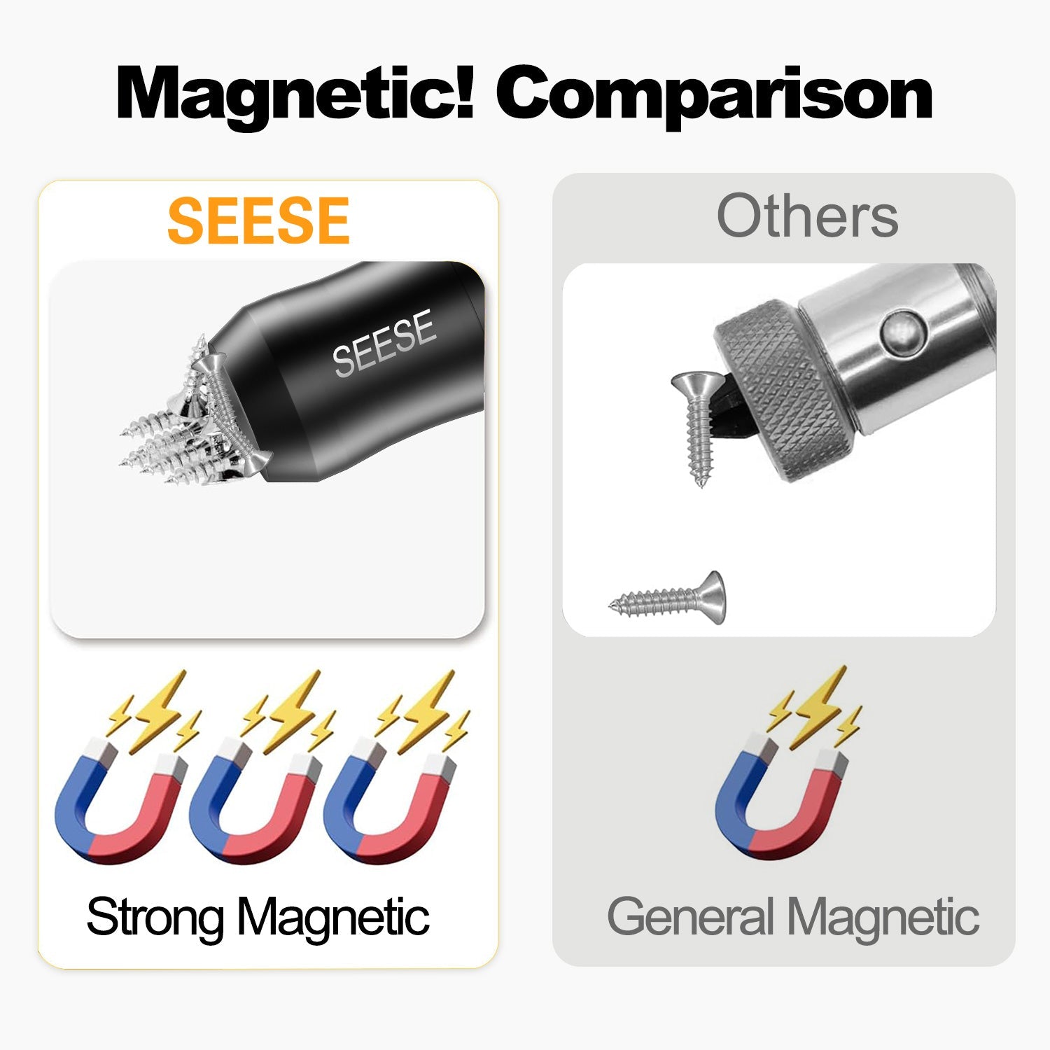 SEESE 2PCS Strong Magnetic Screw Rings – Universal 1/4(6.35mm) Fit for Hex Screwdrivers & Power Drill Bits
