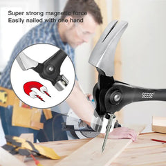 SEESE 16oz Claw Hammer with Magnetic Nail Starter,Indexing Rip Claw,Forged Steel Head,Shock-Absorbing TPR Grip,Heavy Duty Framing & DIY Tool Gift for Thanksgiving,Christmas,New Year